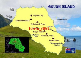 Tristan Da Cunha Gough Island Map UNESCO New Postcard * Carte Geographique * Landkarte - Sant'Elena