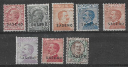 COLONIE ITALIANE SASENO 1923 FRANCOBOLLI DEL REGNO  SOPRASTAMPATI SASS. 1-8 MLH VF - Saseno