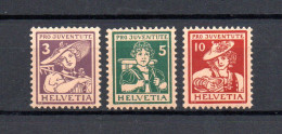 Schweiz 1916 Freimarken Satz 130/32 Trachten Ungebraucht/MLH - Unused Stamps