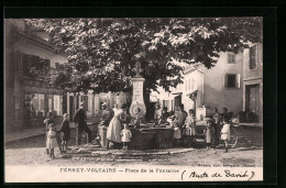 CPA Ferney-Voltaire, Place De La Fontaine  - Ferney-Voltaire