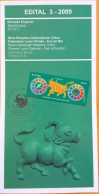 Brochure Brazil Edital 2009 03 Chinese Lunar Calendar Year Of The Ox China Without Stamp - Lettres & Documents
