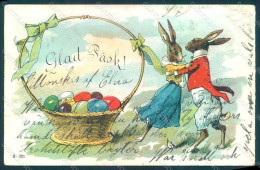 Greetings Easter Anthropomorphic Dressed Hare Egg Dance S. 221 Postcard HR0348 - Otros & Sin Clasificación