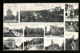 AK Eisenberg /S.-A., Geyers Garten, Stadtkirche, Mohrenbrunnen  - Eisenberg