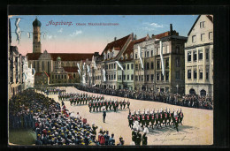 AK Augsburg, Obere Maximilianstrasse Mit Soldatenparade  - Augsburg