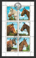 SD)1972 SHARJAH COMPLETE SERIES HORSES, MINISHEET OF 6 STAMPS MNH - Schardscha