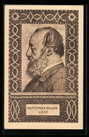 Künstler-AK Seitenportrait Des Dichters Gottfried Keller, Schweizer Bundesfeier 1919, Ganzsache  - Entiers Postaux
