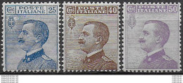 1908 Italia VE III Effigie 3v. Bc MNH Sassone N. 83/85 - Andere & Zonder Classificatie