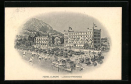 Künstler-AK Lugano-Paradiso, Hotel Europe  - Paradiso