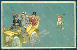 Greetings Fashion Lady Horse Car Serie 8043 Relief Postcard HR0145 - Other & Unclassified