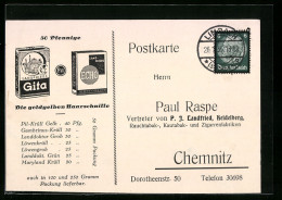 AK Chemnitz, Landfrieds Gita U. Echo, Rauchtabak U. Zigarrenfabriken, Dorotheenstr. 50, Korrespondenzkarte  - Culture
