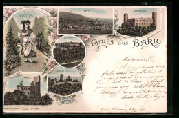 Lithographie Barr, Spesburg Et Château Andlau  - Barr