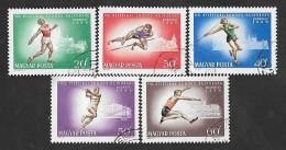 SD)1966 HUNGARY SHORT SPORTS SERIES, EUROPEAN ATHLETICS CHAMPIONSHIPS - BUDAPEST, 5 USED STAMPS - Sonstige & Ohne Zuordnung