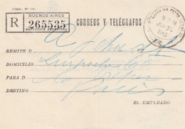 Argentinien: 1940: Einschreiben Correos Y Telegrafos - Otros & Sin Clasificación