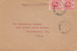 Mauritius: 1908: Port Louis To Philadelphia, Privat & Confidential, Perfin - Mauritius (1968-...)