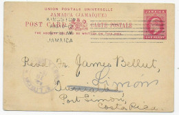 Post Card Jamaica To Costa Rica, 1912 - Jamaique (1962-...)