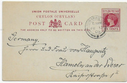 Nuwara Eliya, 1909 To Germany, Hameln - Sri Lanka (Ceylon) (1948-...)