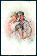 Artist Signed Fialkowska W. Romantic Couple Sailor Serie 1177 WRINKLES Pc HR0925 - Bandes Dessinées