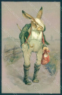 Greetings Easter Anthropomorphic Dressed Hare Egg Postcard HR0323 - Sonstige & Ohne Zuordnung