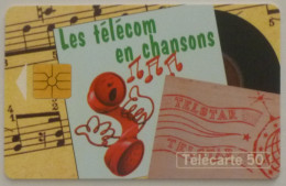 MUSIQUE - Partition - Disque Vinyl / TELECOM EN CHANSONS / Musée Pleumeur Bodou - XIX - Télécarte 50 - Musica