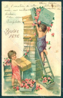 Greetings Angel Putti Roses Flowers Relief Postcard HR0712 - Autres & Non Classés