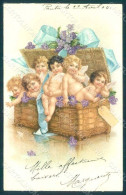Greetings Angel Violets Flowers Serie 203 ABRADED Postcard HR0435 - Autres & Non Classés