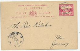 St. Helena, Post Card 1897 To Ulm/Germany - St. Helena