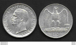 1930 Italia VE III Lire 5 Aquilotto In Argento FDC - 1900-1946 : Víctor Emmanuel III & Umberto II