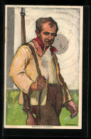 Künstler-AK J. E. Hugentobler: Schweizerischer Schützenverein 1924, Schütze Mit Gewehr  - Chasse