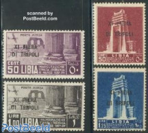 Italian Lybia 1937 Export Fair 4v, Mint NH, Performance Art - Transport - Various - Theatre - Aircraft & Aviation - Ex.. - Theater