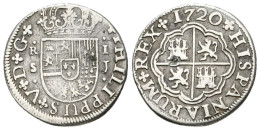 FELIPE V. 1 Real. 1720. Sevilla J. Cal-1708. Ar. 1,89g. MBC-. Rarísima. Ex Numi - Monete Provinciali