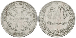 COLOMBIA. 50 Centavos. 1921. Bogotá. Leprosario-Lazareto. Km#L13. Ni. 9,98g. MB - Altri & Non Classificati