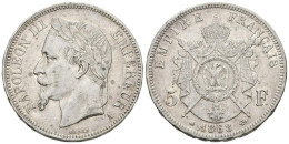 FRANCIA. Napoleón III. 5 Francs. 1868. Paris A. Km#799.1. Ar. 24,88g. MBC. - Sonstige & Ohne Zuordnung