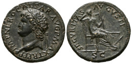 NERON. As. (Ae. 11,50g/29mm). 67 D.C. Lugdunum. (RIC 597). EBC. Limpiada. Raro  - La Dinastía Julio-Claudia (-27 / 69)