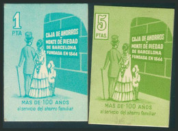 BARCELONA (1980ca). Conjunto De Vales De 1 Peseta Y De 5 Pesetas Del Ahorro Esc - Other & Unclassified