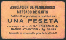 BARCELONA (1978). Vale De 1 Peseta De La Asociación De Vendedores Del Mercado D - Other & Unclassified