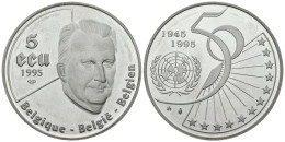 BÉLGICA. 5 Ecu. 50 Aniversario Naciones Unidas. 1995 (Ar. 23,01g/37,00mm). Proo - Andere & Zonder Classificatie