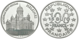 FRANCIA. 100 Francs. 15 Euro. Catedral St Nicolás. Helsinki. 1997. (Ar. 22,20g/ - Otros & Sin Clasificación