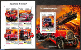 Guinea, Republic 2018 Fire Engines 2 S/s, Mint NH, Transport - Automobiles - Fire Fighters & Prevention - Automobili