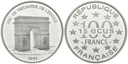 FRANCIA. 100 Francs. 15 Ecus. Arc De Triomphe De L'Etoille. 1993. (Ar. 22,12g/3 - Sonstige & Ohne Zuordnung