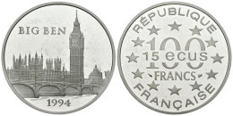 FRANCIA. 100 Francs. 15 Ecus. Big Ben. 1994 (Ar. 22,22g/37,00mm). Proof. - Other & Unclassified