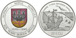 NORUEGA. 20 Ecu. 925 Aniversario Bergen Bryce  1995. (Ar. 24,99g/38,3mm). Proof - Otros & Sin Clasificación