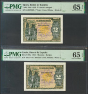 2 Pesetas. 30 De Abril De 1938. Serie A. Pareja Correlativa. (Edifil 2017: 429) - Autres & Non Classés