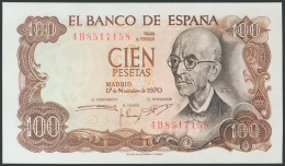 100 Pesetas. 17 De Noviembre De 1970. Serie 4B Y Numeración Capicúa. (Edifil 20 - Autres & Non Classés