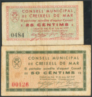 CREIXELL DE MAR (TARRAGONA). 25 Céntimos Y 50 Céntimos. 10 De Junio De 1937. (G - Autres & Non Classés