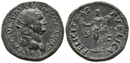 VESPASIANO. Dupondio. (Ae. 11,66g/27mm). 74 D.C. Roma. Anv: IMP CAES VESP AVG P - Les Flaviens (69 à 96)