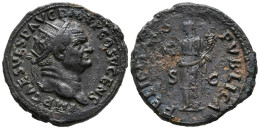 VESPASIANO. Dupondio. (Ae. 12,35g/28mm). 73-74 D.C. Roma. Anv: IMP CAES VESP AV - The Flavians (69 AD Tot 96 AD)