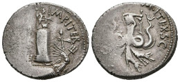 SEXTO POMPEYO. Denario. (Ar. 3,87g/20mm). 42-40 A.C. Sicilia. Anv: MAG PIVS IMP - Republiek (280 BC Tot 27 BC)