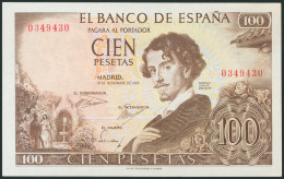 100 Pesetas. 19 De Noviembre De 1965. Sin Serie Y Numeración Capicúa 0349430. ( - Autres & Non Classés