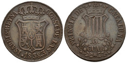 ISABEL II (1833-1868). 6 Cuartos. (Ae. 14,06g/32mm). 1838. Barcelona. (Cal-2019 - Monedas Provinciales