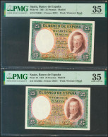 25 Pesetas. 25 De Abril De 1931. Pareja Correlativa. Sin Serie. (Edifil 2021: 3 - Other & Unclassified